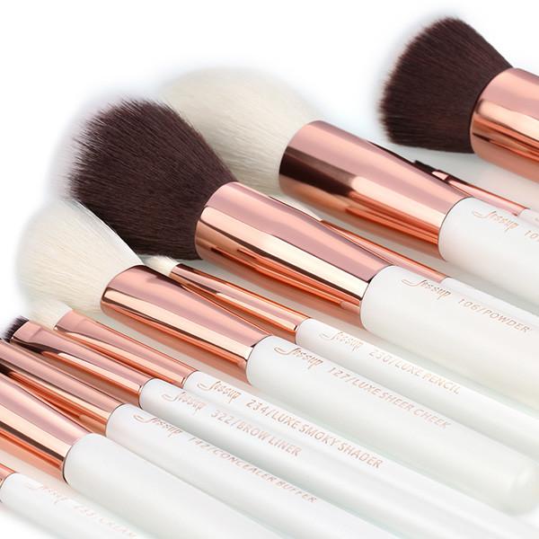 Jessup 15pcs White/Rose gold Makeup Brush Set Natural Soft Bristles Factory Wholesale Makeup Brush T220