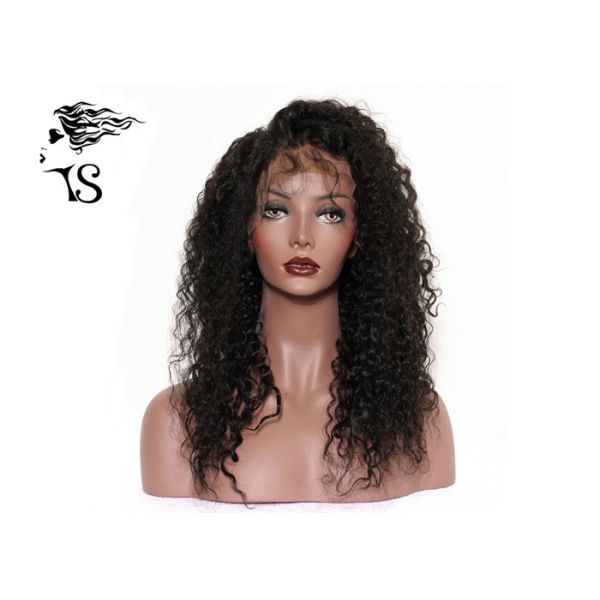 Natural Black Lace Front Wigs Brazilian Hair , Kinky Curly Wigs For Black Ladies