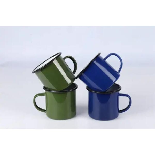 OEM Colorful Enamel Steel Mug 12oz 350ml Carbon Steel Drinking Camping Mug