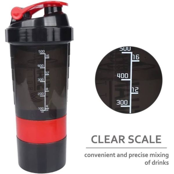 Personalized Three Layers Shaker Bottle WITH LID for GYM Fitness Sports Outdoor