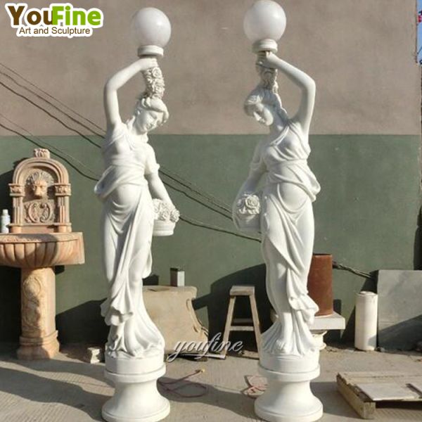 Garden Park Decor Modern Design High Quality Marble Lady Lamp Sculpture