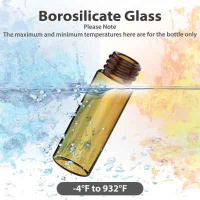 Pack of 100 Glass Vials with Black Phenolic Screw Caps (4ml, Clear) Dram Amber Glass Vials