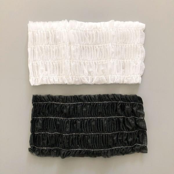 Disposable Non Woven Elastic Hairbands Premium PP Ruffled Headband White Black Pink for Spa Facials