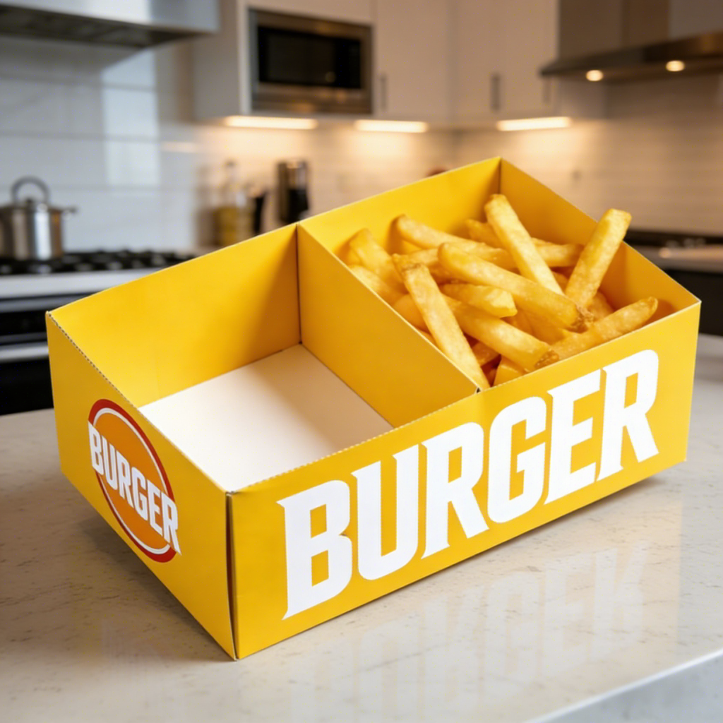 Custom Logo Printing Eco-Friendly Kraft Paper Leak & Heat Resistant Burger Box for Fast Food Packaging
