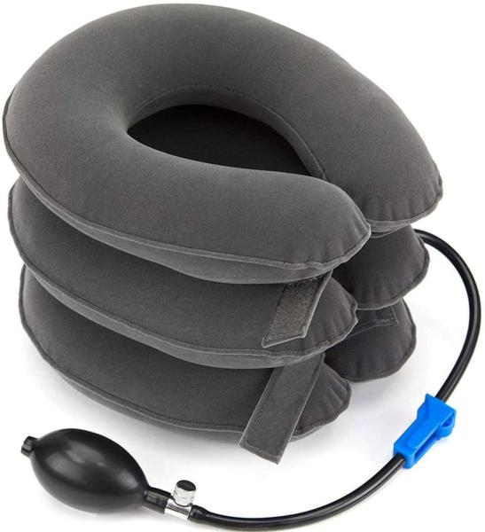 Adjustable neck cervical traction free size cervical collar soft in blue/red/purple/grey color
