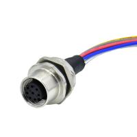 M12 A codificou do fechamento traseiro impermeável do conector da montagem do painel de 8 pinos o conector fêmea com o fio