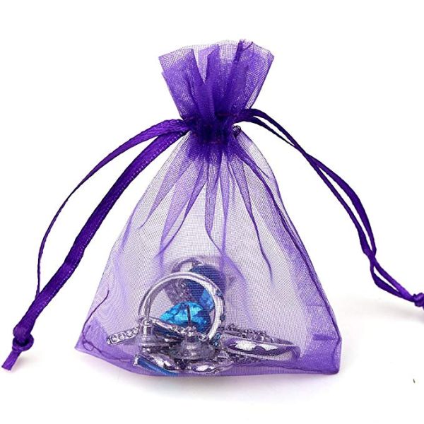 Organza Sheer Mini Mesh Drawstring Bags Beautiful Elegant  With Ribbon Strip