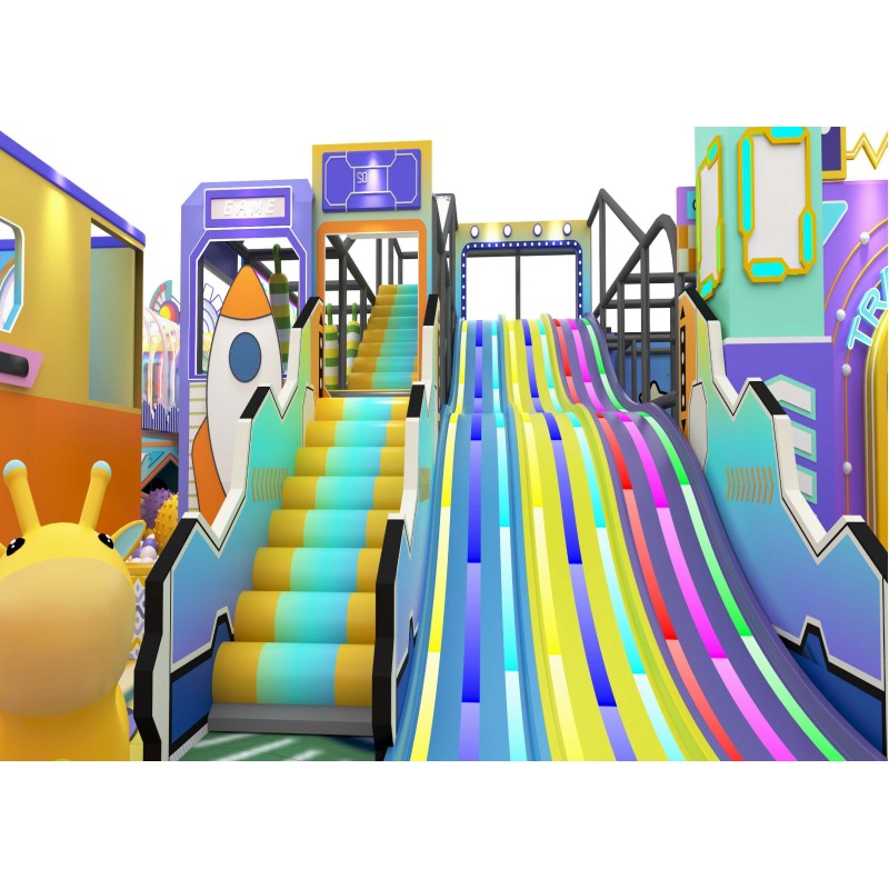Custom Macaron Indoor Soft Play Equipment Castle Maze Slide Ball Pit Trampoline for Home
