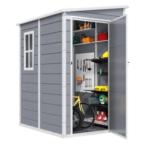 3x5ft Waterproof Plastic Garden Shed with Lockable Door