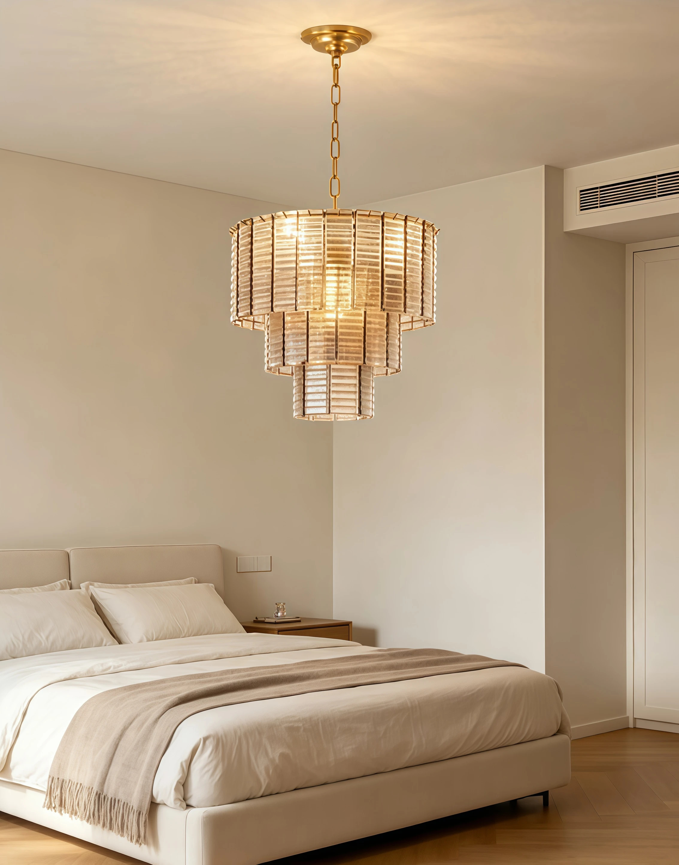 JYLIGHTING Modern Pendant Light Textured Pink Glass Panels in Multiple Stepped Layers Offering Decorative Light and Shadow Effects