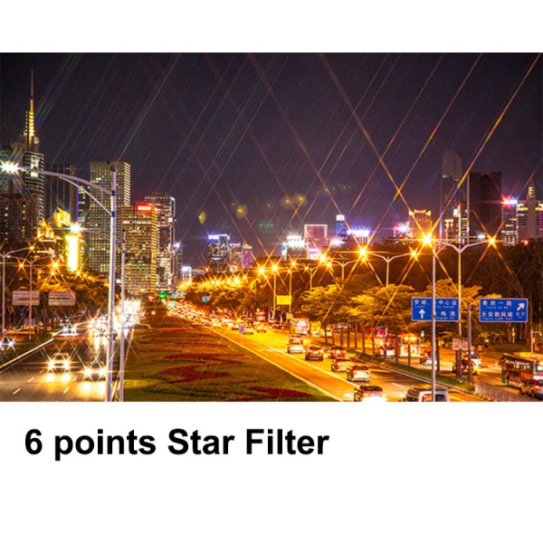 37mm - 82mm Special Effect Lens Filter 6 Point Starburst Camera Filter For Canon Cameras