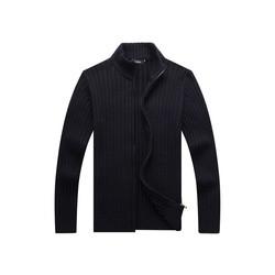 100% cotton Autumn Winter Zipper Sweater Mens Black Cardigan Sweater