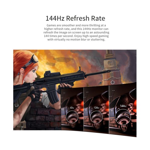 Full HD 27 Inch 144hz 1920x1080 Gaming Monitor With Adjustable Stand