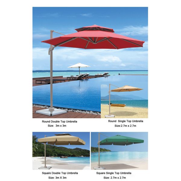 Modern Design Aluminum Pole Outdoor Sun LED Light Patio Roma Parasol for Garden Shade