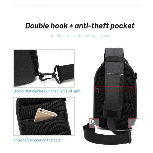 Dacron Oxford Cloth Chest Sling Bags Crossbody Sling Backpack 0.45kg