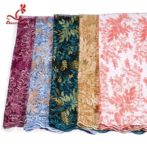 Французской вышитая роскошью ткань шнурка/ткань шнурка Тюль маркизета платья цветут украшение