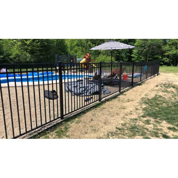 Low Maintenance Pool Steel Wrought Iron Fence With Flattened Spear