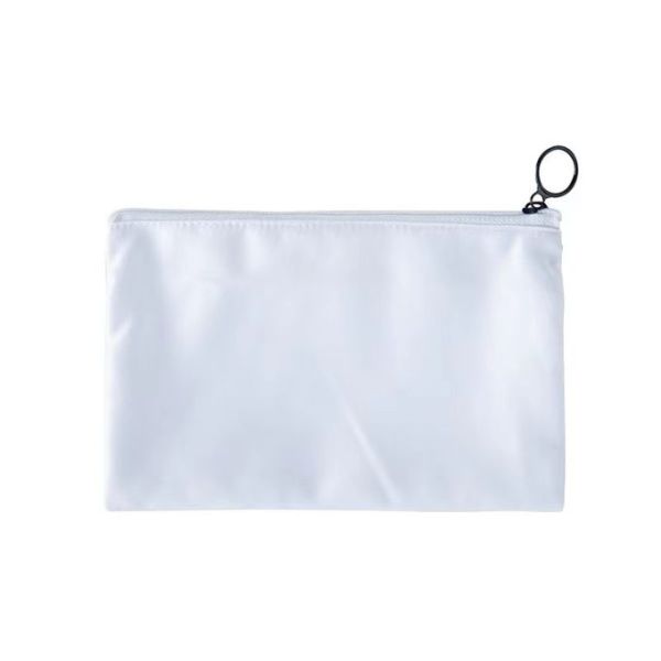 Blank White Polyester Peach Skin Sublimation Makeup Bag DIY Coin Bag Zipper Pencil Bag