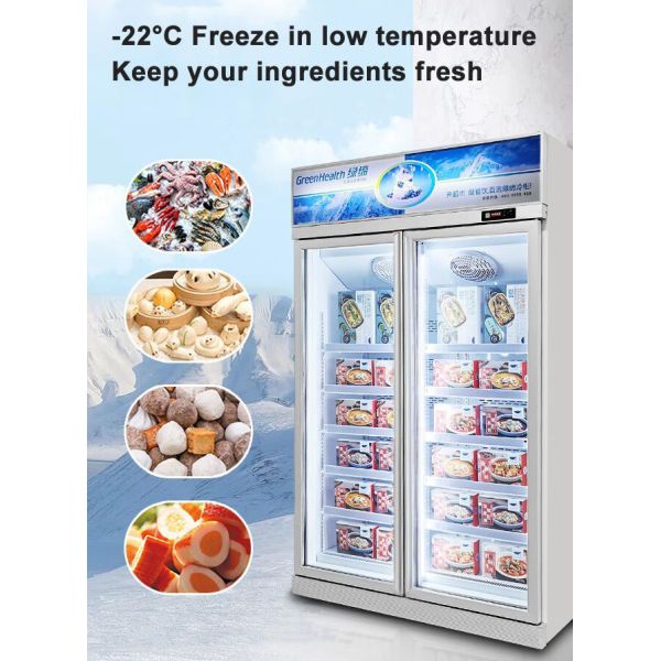 Автомобиль размораживает замораживатель дисплея коммерчески двойной двери чистосердечный для мяса