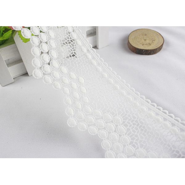 Расстворимая в воде флористическая белая отделка шнурка гипюра, лента шнурка ширины 7.5км плоская винтажная