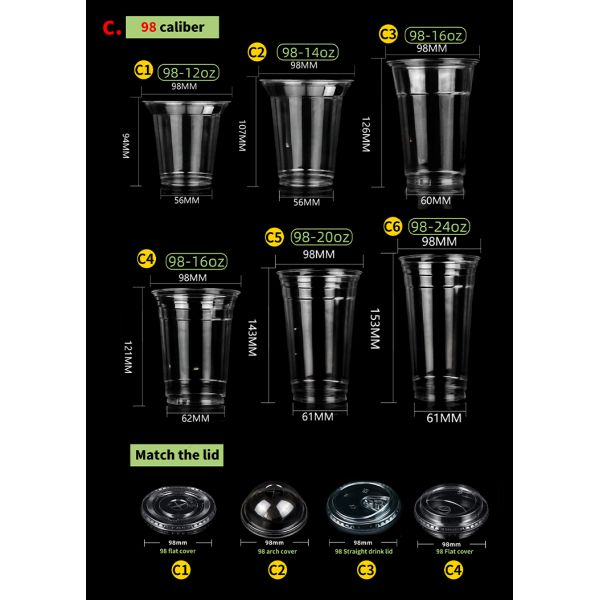 90mm/95mm Plastic Pet Cup With Lid For Beverage Shops Custom Printed Logo