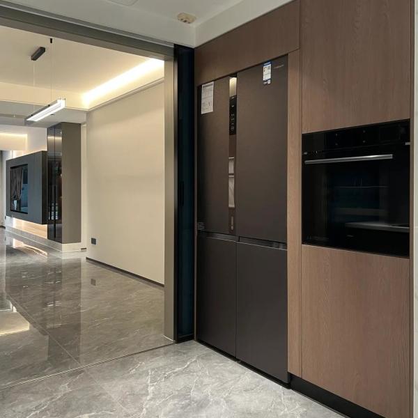 Design de cuisine en faisceau de bois complet professionnel Armoires modernes pour armoire de cuisine