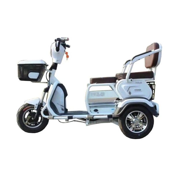 20AH Battery Electric Three Wheel Motorcycle , Cargo Moped White Plastic Body