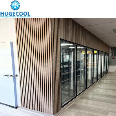 Automatic Rebound Glass Door Beverage Cooler Room For Cold Beverages In Supermarket
