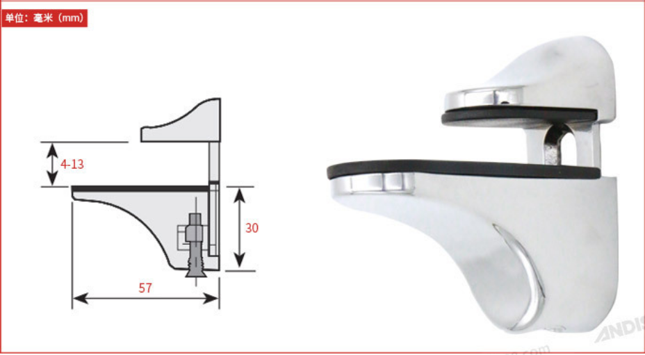 Modern Furniture Hardware Glass Shelf Bracket with Adjustable Glass to Glass Support