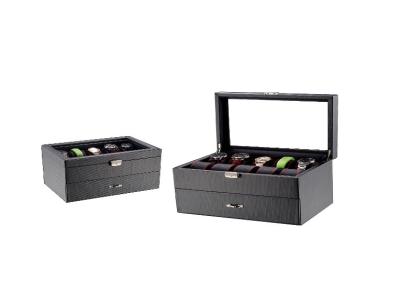 18 Slot Carbon Fiber Leather Watch Display Box Customized Color FSC Certification