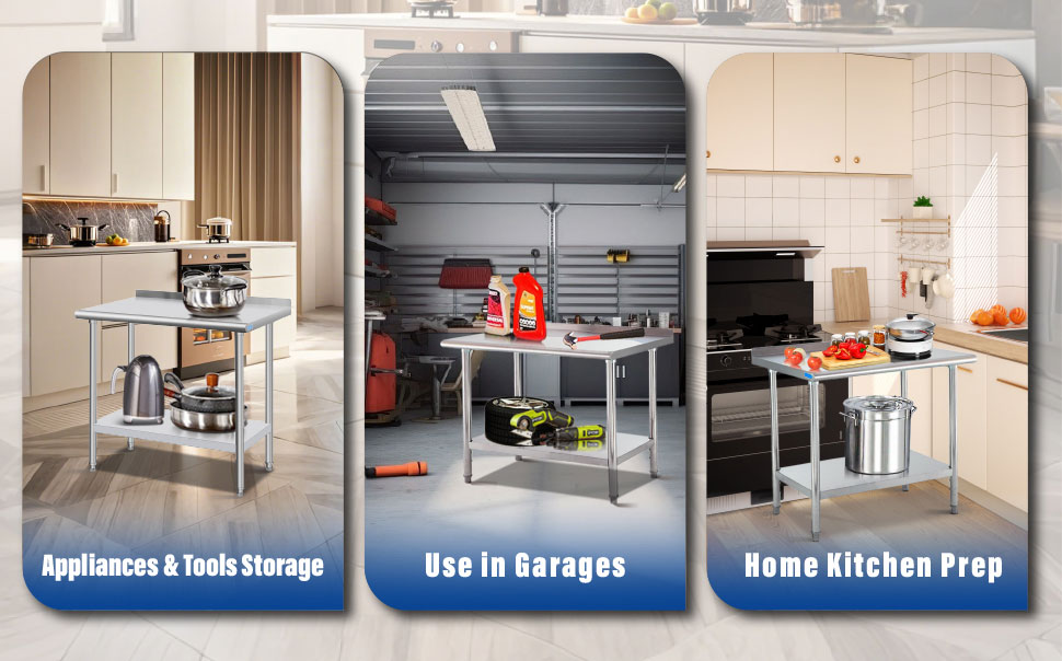 Double-layer Stainless Steel Workbench with Corrosion Resistance and 300 kg/㎡ Load Capacity