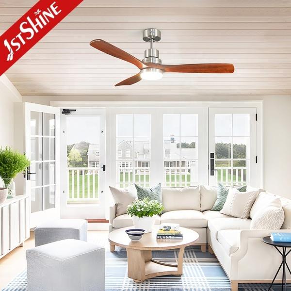Home Office 1stshine Ventilador de teto de lâmina de madeira maciça com economia de energia AC e luzes LED