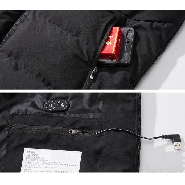 Electric Warm Heated Down Jacket Graphene Usb Charging Washable Coat