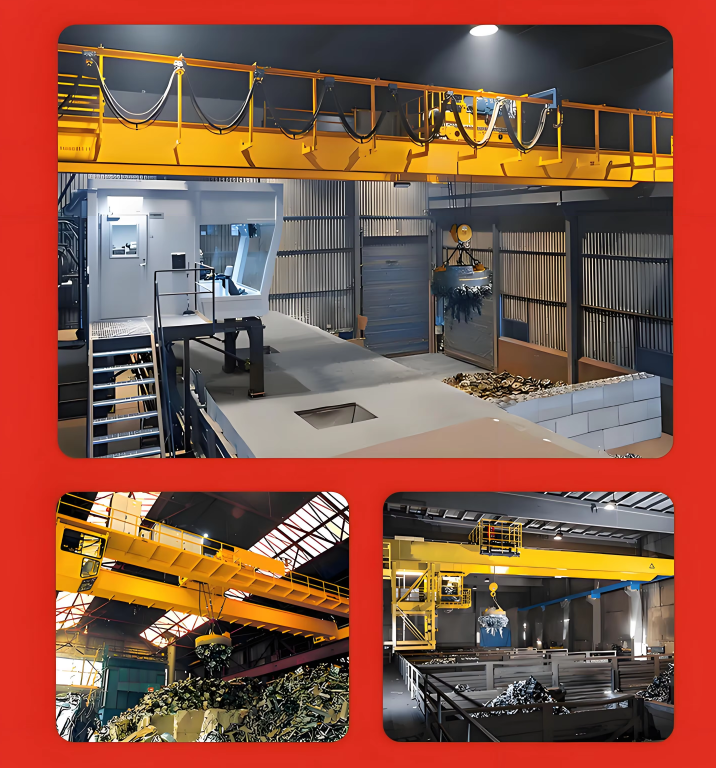 Double Girder Overhead Bridge Crane with QC Type Magnet and 1 Ton to 50 Ton Lifting Capacity and Variable Speed Control