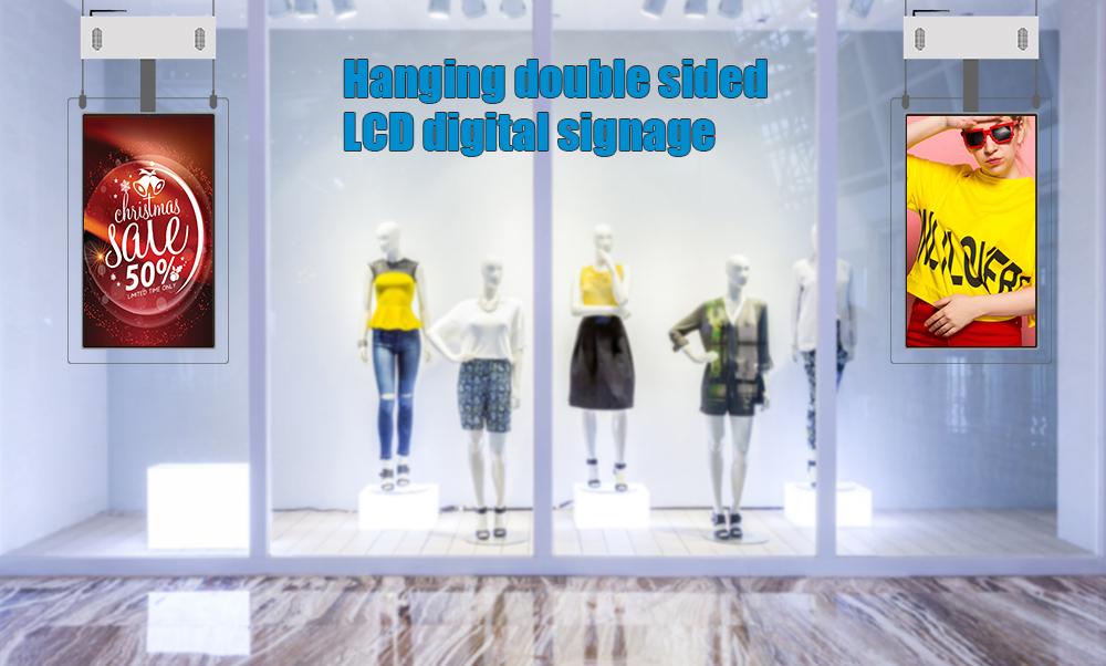 Крытая белая смертная казнь через повешение LCD 43 цифров дюйма экранирует ультра тонкий двойной, который встали на сторону установленный потолок
