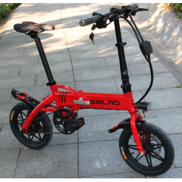 36V 8AH Portable Folding Electric Bike , 14 Inch Electric Mini Bike Plastic Pedal