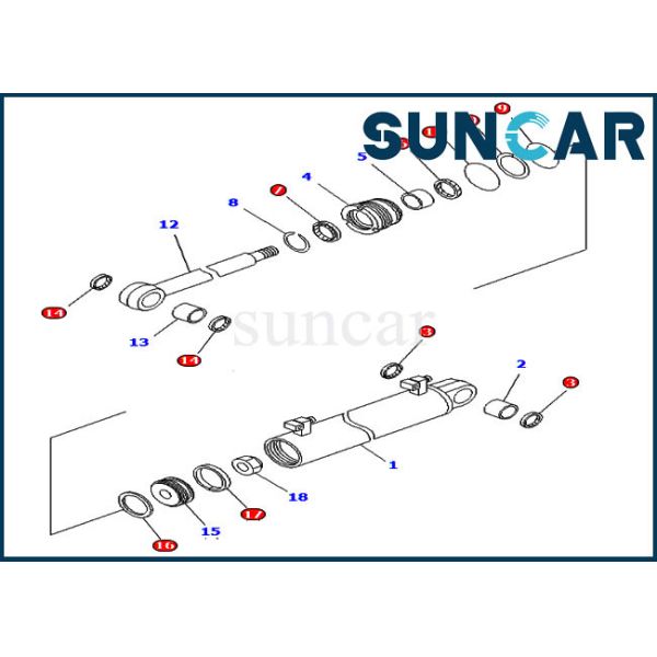 Lift Cylinder Seal Kit 707-98-34580 Komatsu Replacement Kits For Power Angle Power Tilt Dozer