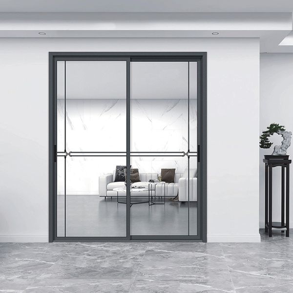 Safe Durable Aluminum Tempered Glass Entry Door Easy To Clean