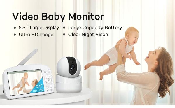 5.5 Inch Full HD Baby Monitor with Cry Detection and Night Vision