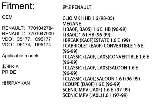 High Performance Idle Air Control Valve RENAULT MEGANE SCENIC C95177 With Rubber