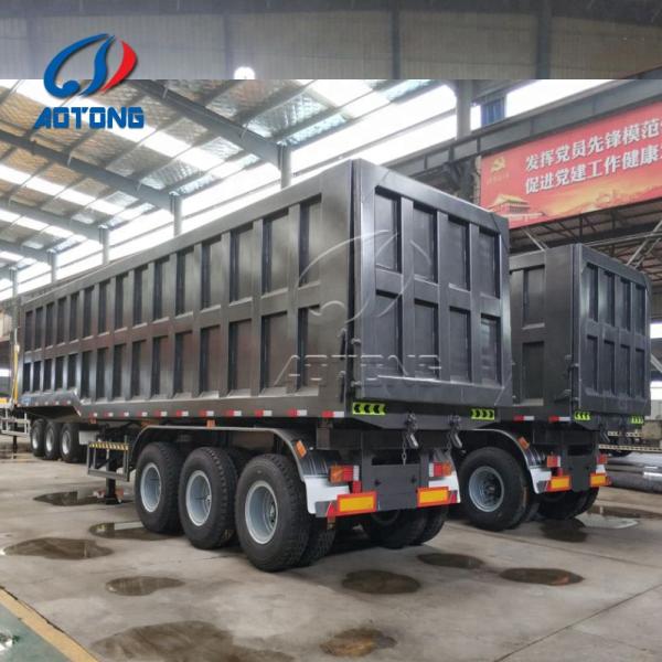 60 toneladas 45cbm U Forma Quadrada Forma Hidráulica traseira Dump Tipper caminhão Semi-reboque com 1