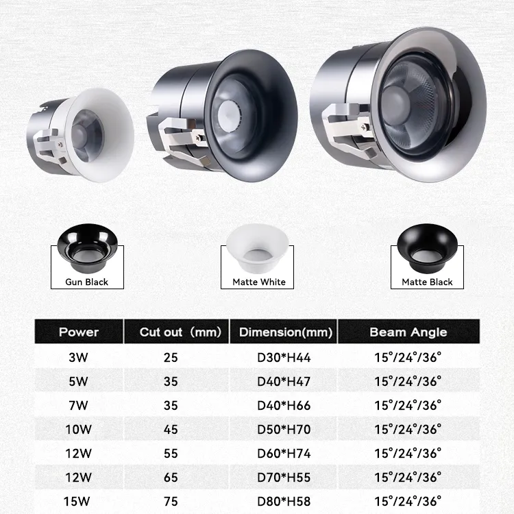 Deep Anti Glare Recessed Light, Multi-Proof Dimming LED Spot Down Light Support Triac 0-10V Dali-2 Dali Dt6 Dt8