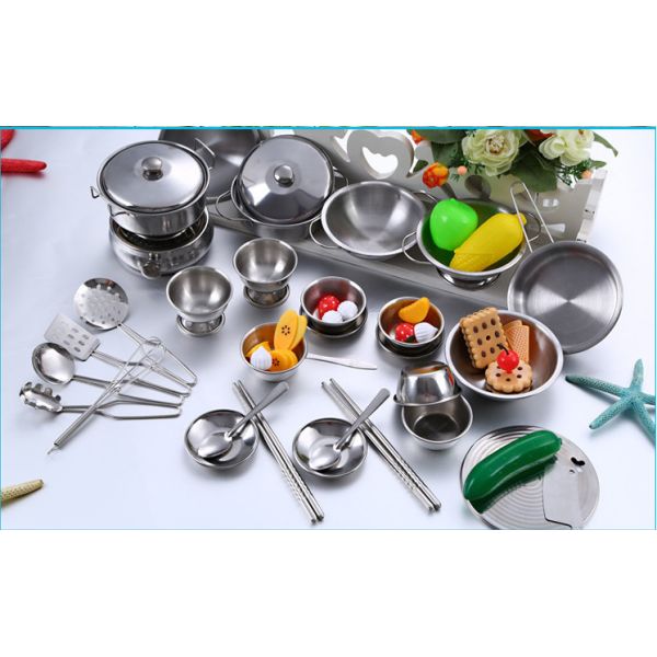 Fascinating  stianless steel kitchenware set for kids & children's toys& stainless steel toy