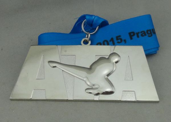 OEM ODM Karate Medals Zinc Alloy Material With Silver Plating Professional