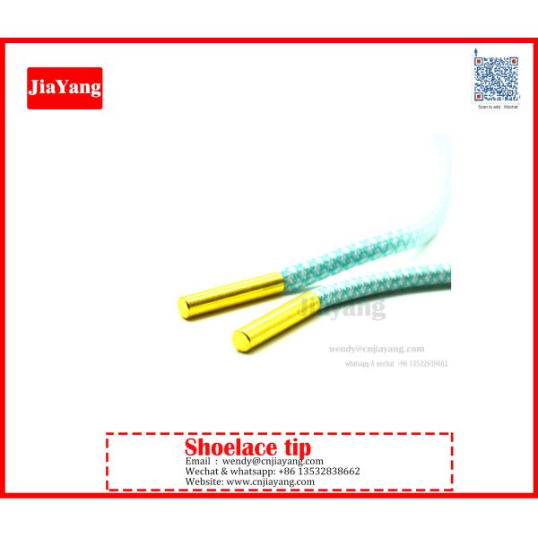 Jiayang 15mm silver color plated round shape flat end metal aglets for sneaker