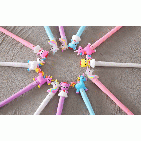 4pcs Set Heat Sensitive Erasable Ink Plastic Gel Light Pen for Trending Cartoon Bear
