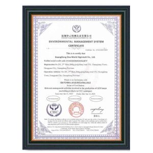 GuangDong One World High-tech Co., Ltd Certifications