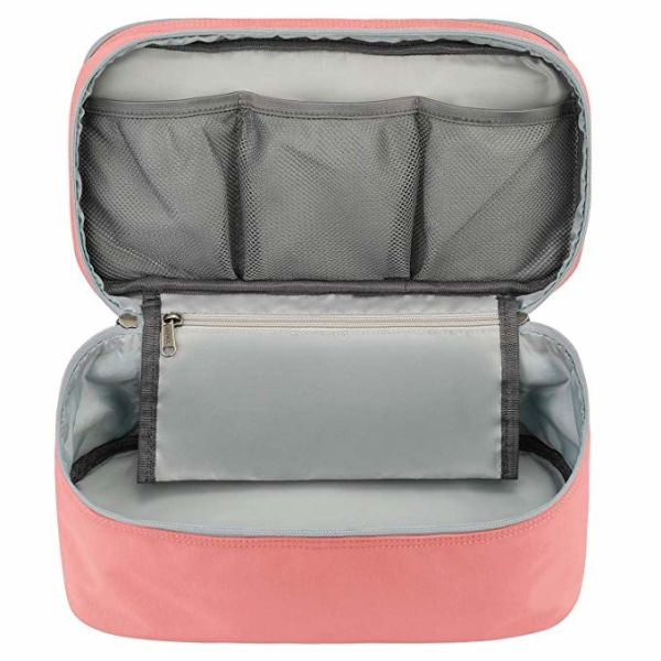 Multi Function Travel Bra Organizer , Lingerie Storage Bags Coral Color
