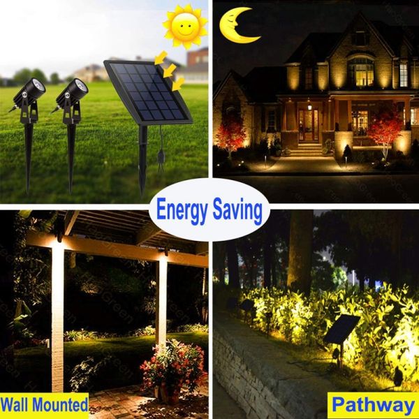 Solar Led Portable Motion Sensor Light 2 Head Spot For Garden Park Pathway Lighting