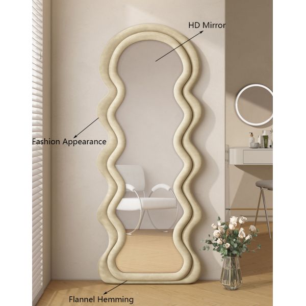 Vertical Large Wavy Floor Length Mirror Full Length 70 Inch
